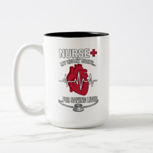 My Heart Beats for Saving Lives - Ultimate Nurse P Two-Tone Coffee Mug