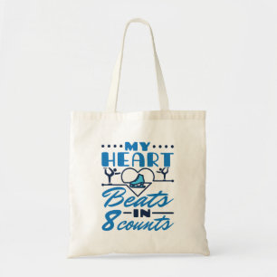 My Heart Beats in 8 Counts Figure Skating Skater Tote Bag