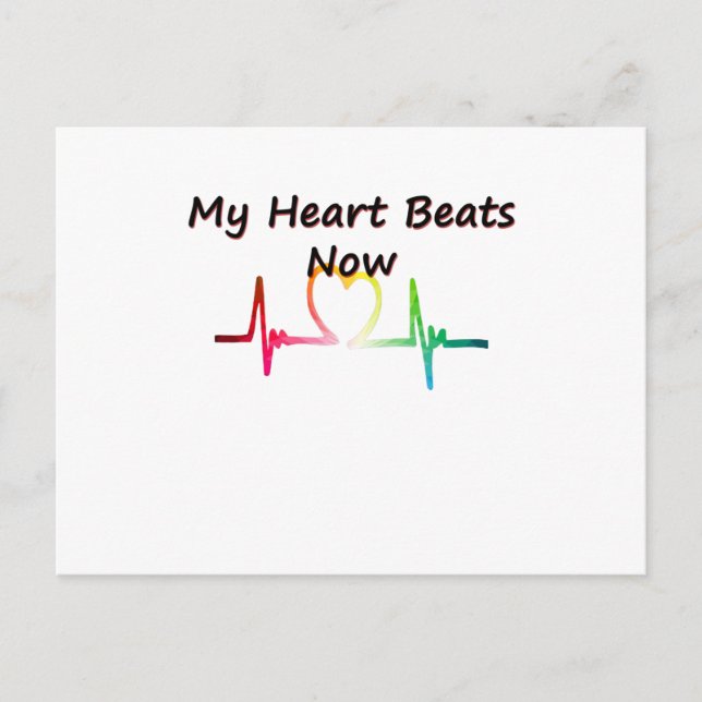 My Heart beats Now Love Postcard (Front)