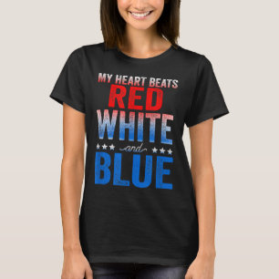 My Heart Beats Red White And Blue American Flag T-Shirt