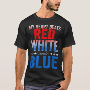 My Heart Beats Red White And Blue American Flag T-Shirt