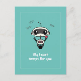 "My Heart Beeps for You" Cute Postcard