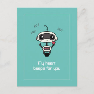 "My Heart Beeps for You" Cute Postcard