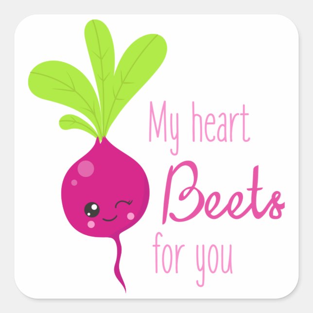 My Heart Beets For You Square Sticker (Front)