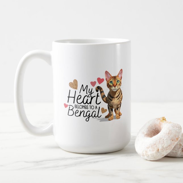 My Heart Belongs to a Bengal Cat Coffee Mug (With Donut)