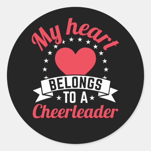 My Heart Belongs to a Cheerleader Boyfriend Classic Round Sticker (Front)