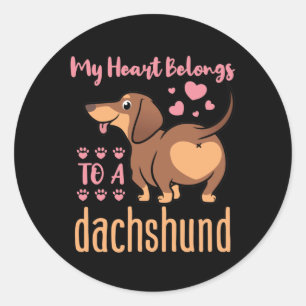 My Heart Belongs to a Dachshund Doxie Mum Dad Classic Round Sticker