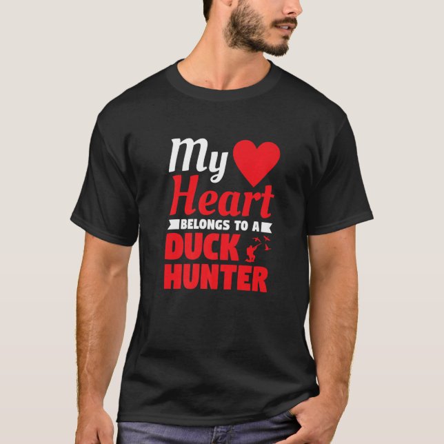 My Heart Belongs To A Duck Hunter Husband Waterfow T-Shirt (Front)