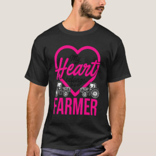 My Heart Belongs To A Farmer Agriculture Tractor D T-Shirt