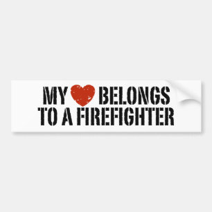 My Heart Belongs To A Firefighter Bumper Sticker