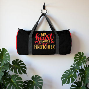 My Heart Belongs To A Firefighter Duffle Bag