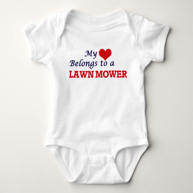 My heart belongs to a Lawn Mower Baby Bodysuit (Front)
