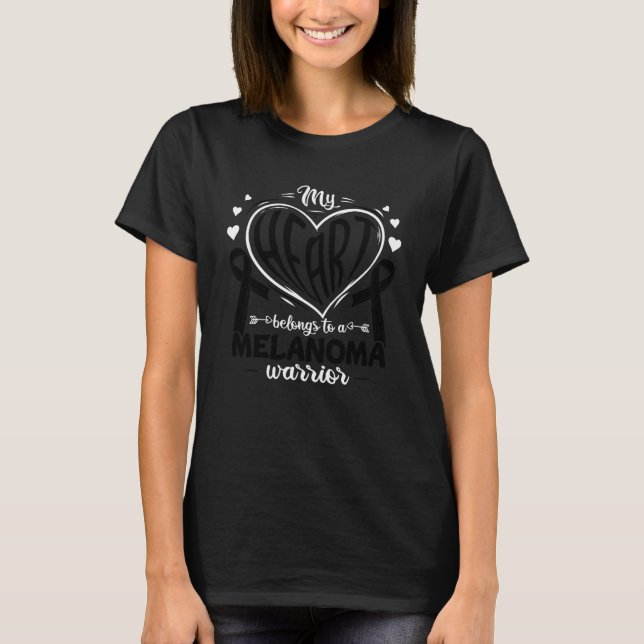 My Heart Belongs To A Melanoma Warrior Melanoma Aw T-Shirt (Front)