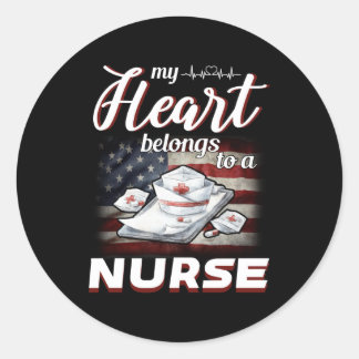 My Heart Belongs To A Nurse Classic Round Sticker