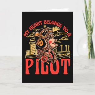 My Heart Belongs To A Pilot Funny Woman Pilot Airp Card