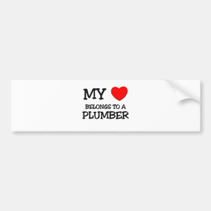 My Heart Belongs To A PLUMBER Bumper Sticker