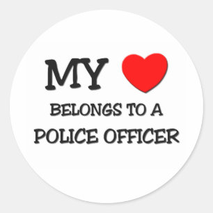 My Heart Belongs To A POLICE OFFICER Classic Round Sticker