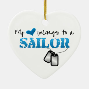 My heart belongs to a Sailor Ceramic Tree Decoration