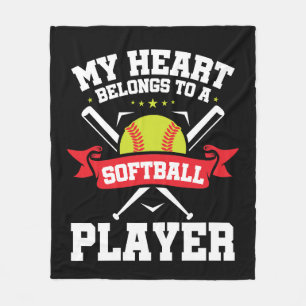 My Heart Belongs to a Softball Player Boyfriend Fleece Blanket