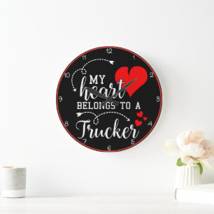 My Heart Belongs to a Trucker Large Clock