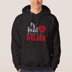My Heart Belongs to a Welder's Heart Wife Girlfrie Hoodie