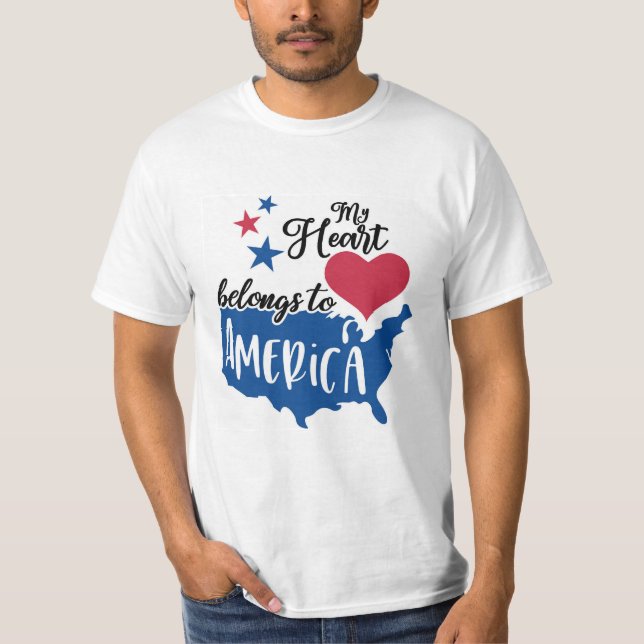 My Heart Belongs to America Patriotic T-Shirt (Front)