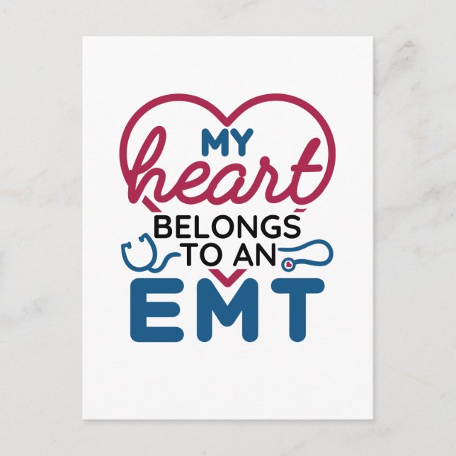 My Heart Belongs to an EMT EMS Wife Girlfriend Postcard (Front)
