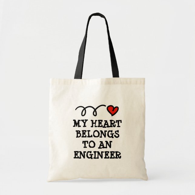 My heart belongs to an engineer cute canvas tote bag (Front)