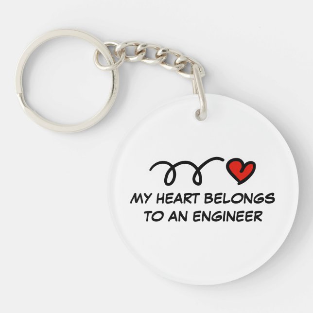 My heart belongs to an engineer cute heart key ring (Front)