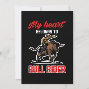 My Heart Belongs To Bull Rider Cowboy Rodeo Gift Invitation