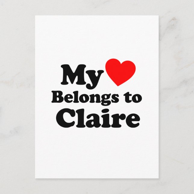 My Heart Belongs to Claire Postcard (Front)