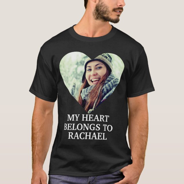 My heart belongs to Custom Name heart photo T-Shirt (Front)