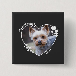 My heart belongs to customized dog T-Shirt 15 Cm Square Badge