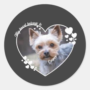 My heart belongs to customized dog T-Shirt Classic Round Sticker