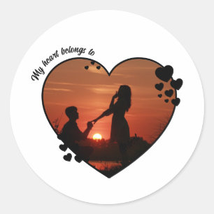 My heart belongs to customized wife anniversary classic round sticker
