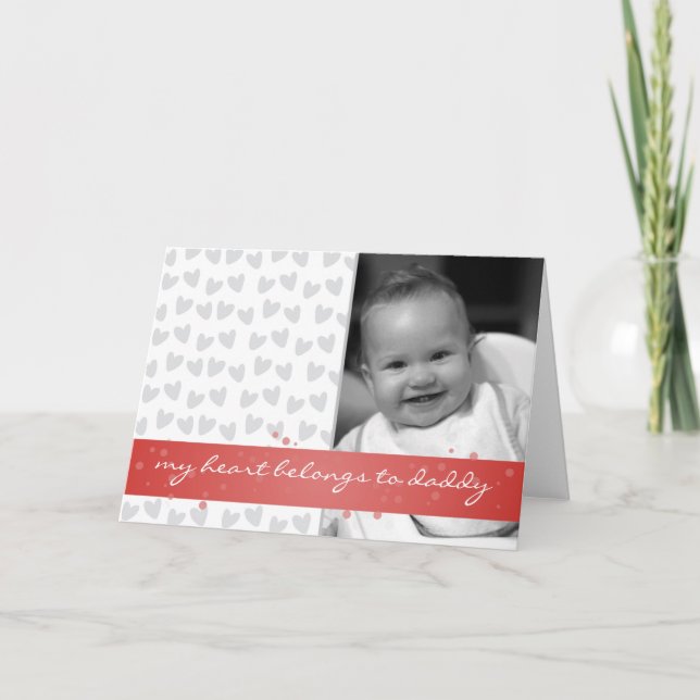 my heart belongs to daddy hearts with red ribbon card (Front)