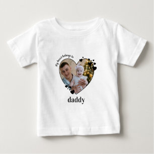 My Heart Belongs To Daddy Personalised Baby Photo  Baby T-Shirt