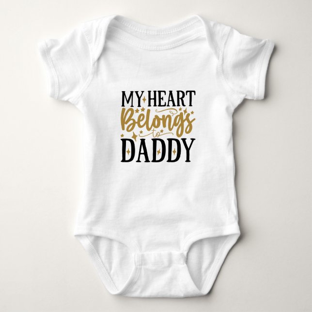 My Heart Belongs To Daddy Typography Baby Bodysuit (Front)