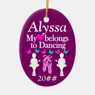 MY HEART BELONGS TO DANCING PERSONALIZED ORNAMENT