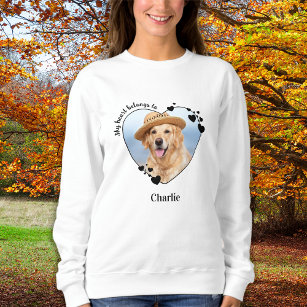 My Heart Belongs To Dog Lover Custom Pet Photo Sweatshirt