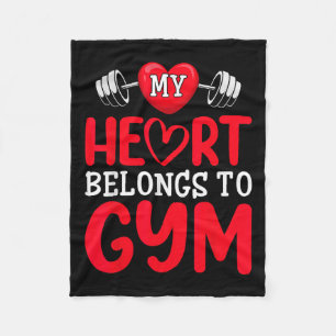 My Heart Belongs To Gym Funny Valentines Day Fleece Blanket