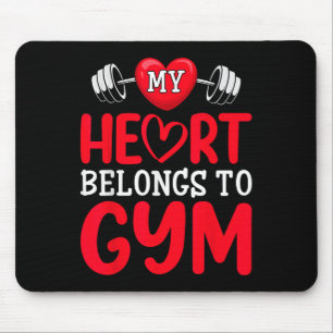 My Heart Belongs To Gym Funny Valentines Day Mouse Pad