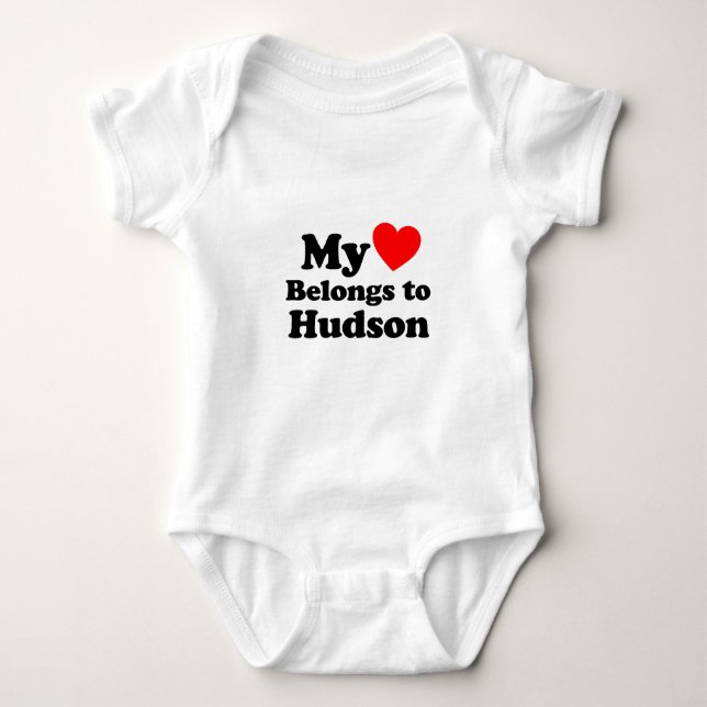 My Heart Belongs to Hudson Baby Bodysuit (Front)