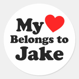 My Heart Belongs to Jake Classic Round Sticker
