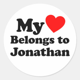 My Heart Belongs to Jonathan Classic Round Sticker
