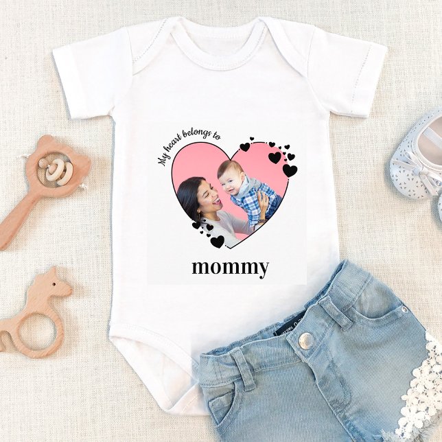 My Heart Belongs To Mummy Personalised Baby Photo Baby Bodysuit (Creator Uploaded)