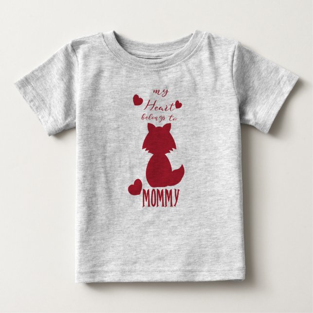 My Heart Belongs to Mummy Valentines Day Baby T-Shirt (Front)