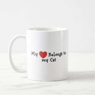 "My 'Heart' Belongs to my Cat" Phrase Coffee Mug