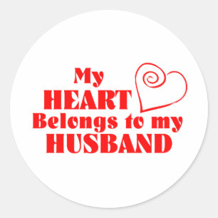 My Heart Belongs To My Husband Classic Round Sticker