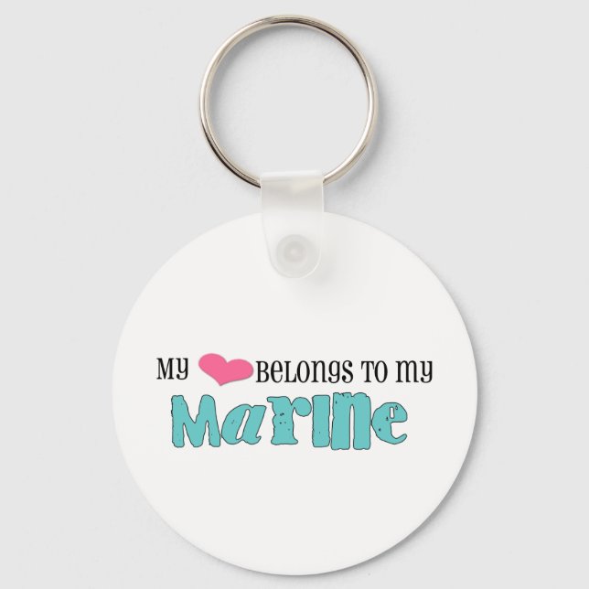 My heart belongs to my marine key ring (Front)